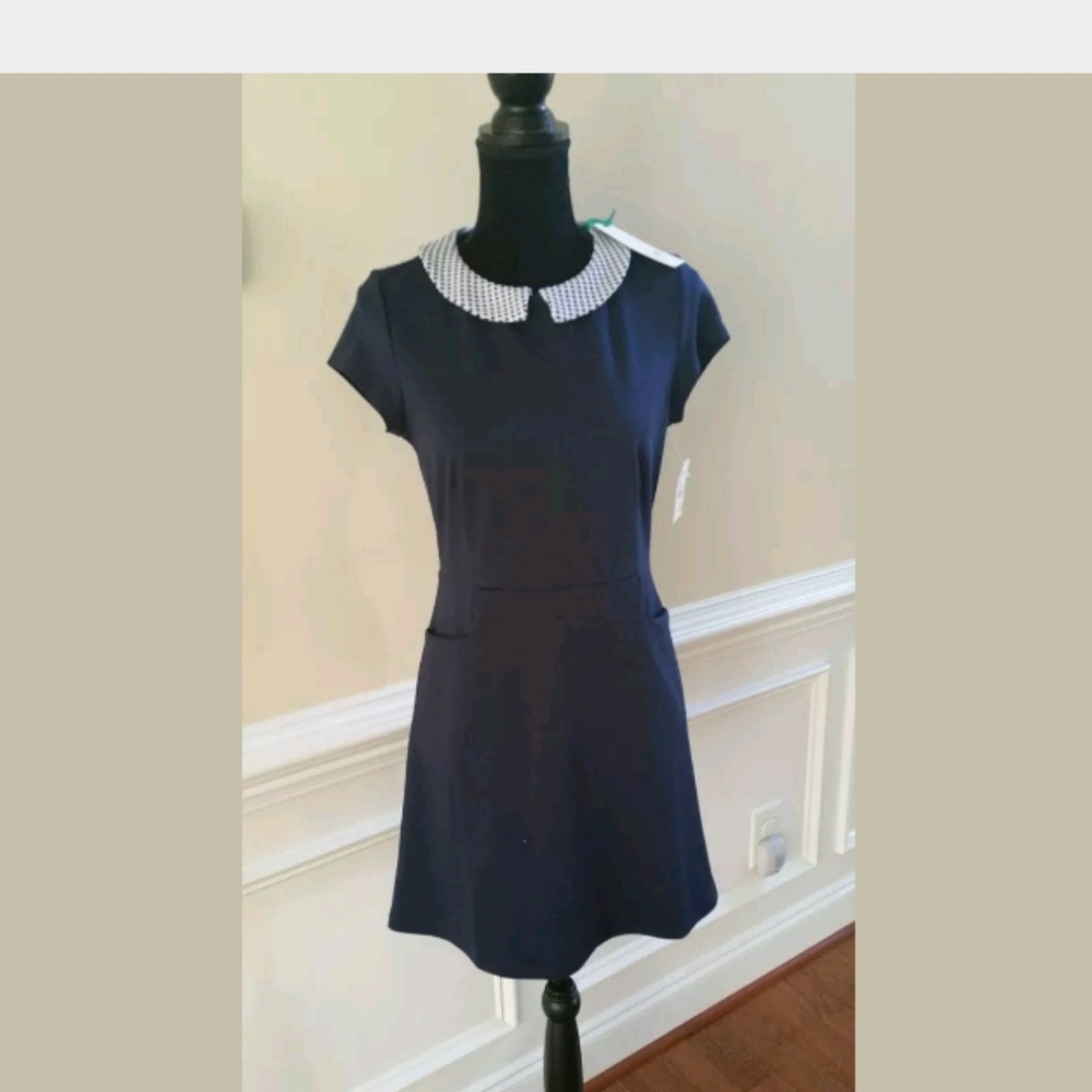 Yumi Navy Blue Dress Size 2 4 Peter Pan Collar